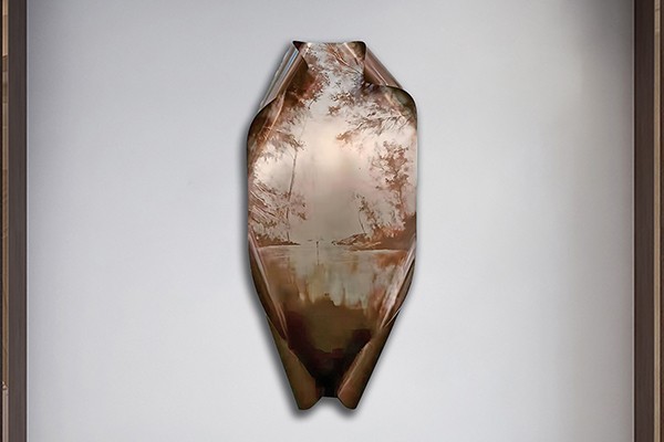 Modern Stainless Steel Landscape Sculpture | Polished Abstract Wall Art Sculpture